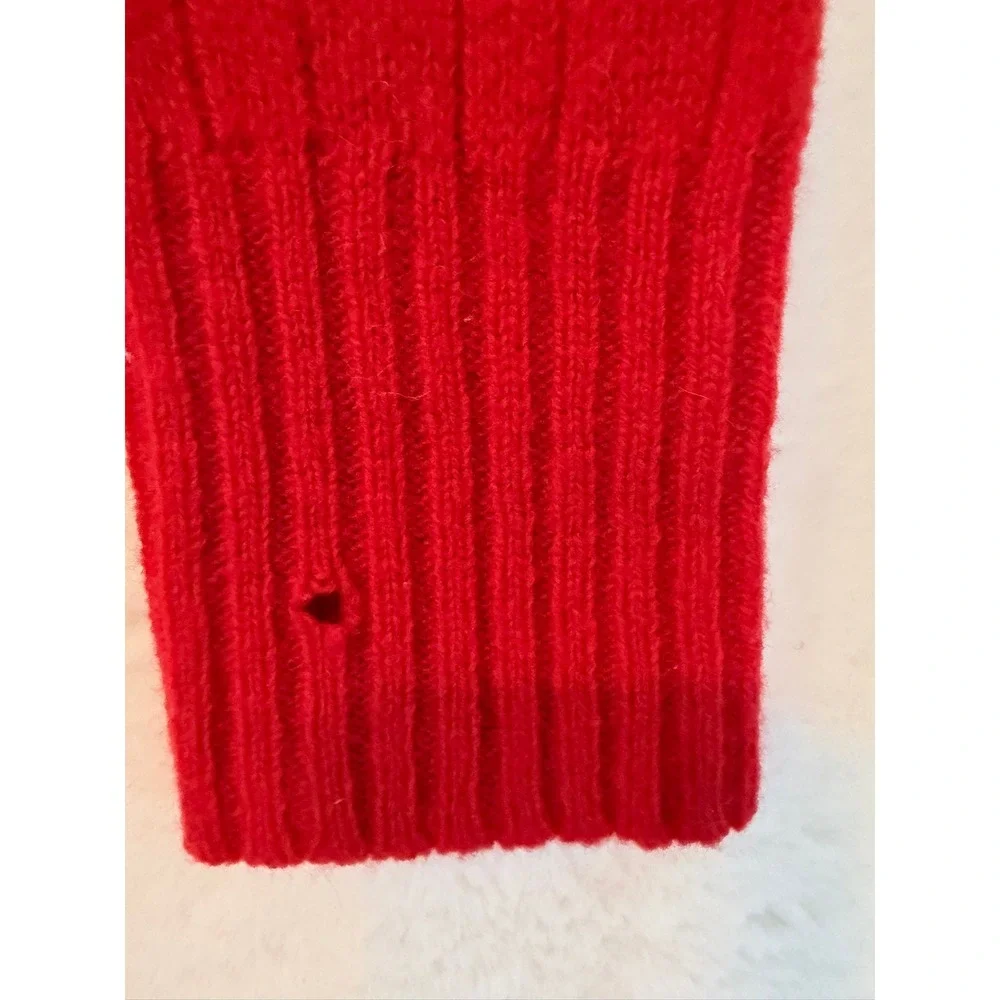 Polo Ralph Lauren Red Cable Knit‎ Lambswool Crewneck Sweater Mens XL Vintage